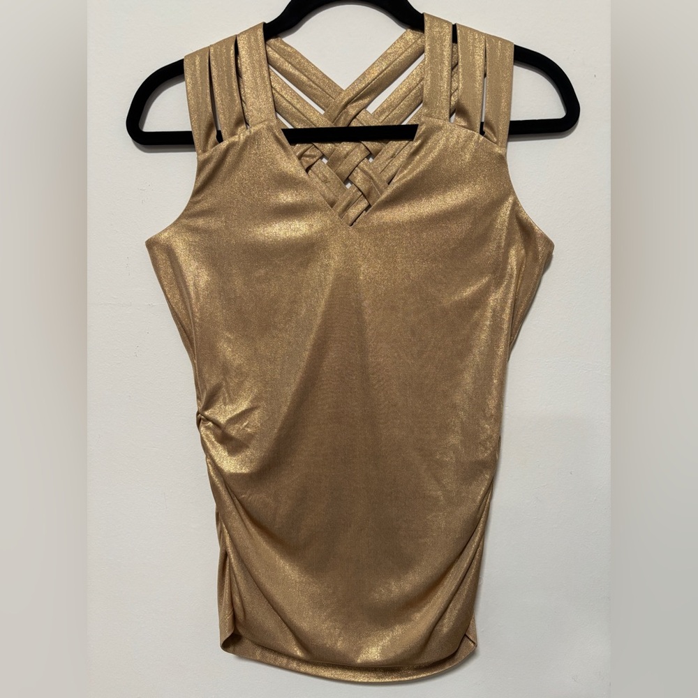 INC INTERNATIONAL CONCEPT Gold Halter Top Size S